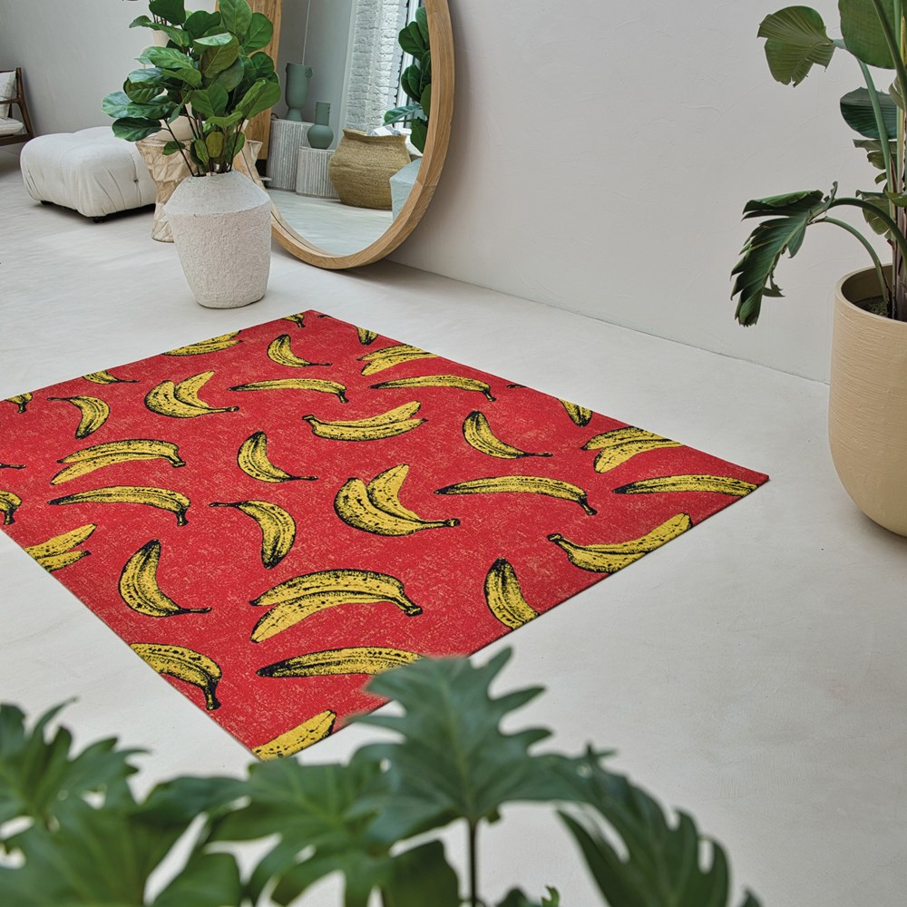 Louis De Poortere Designer Banana Rugs in 9392 Miami Red